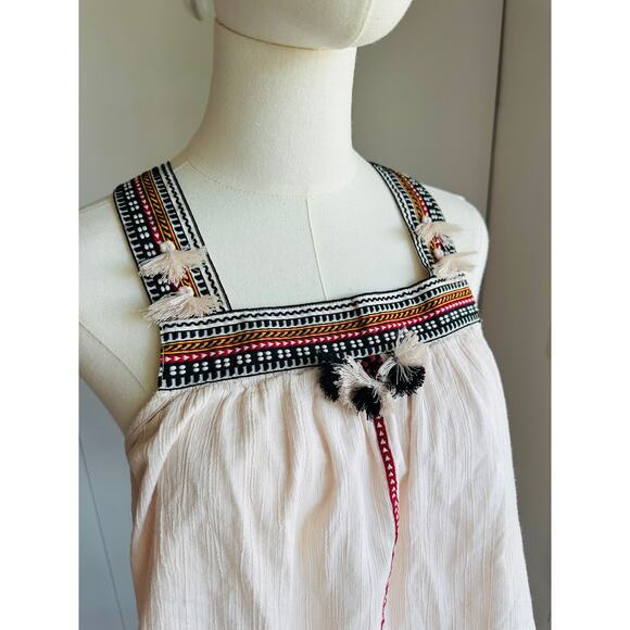 French Connection Bohemian Tank Size 6 Flowy Cream Ethnic Details Indie Vibes - Picture 3 of 9
